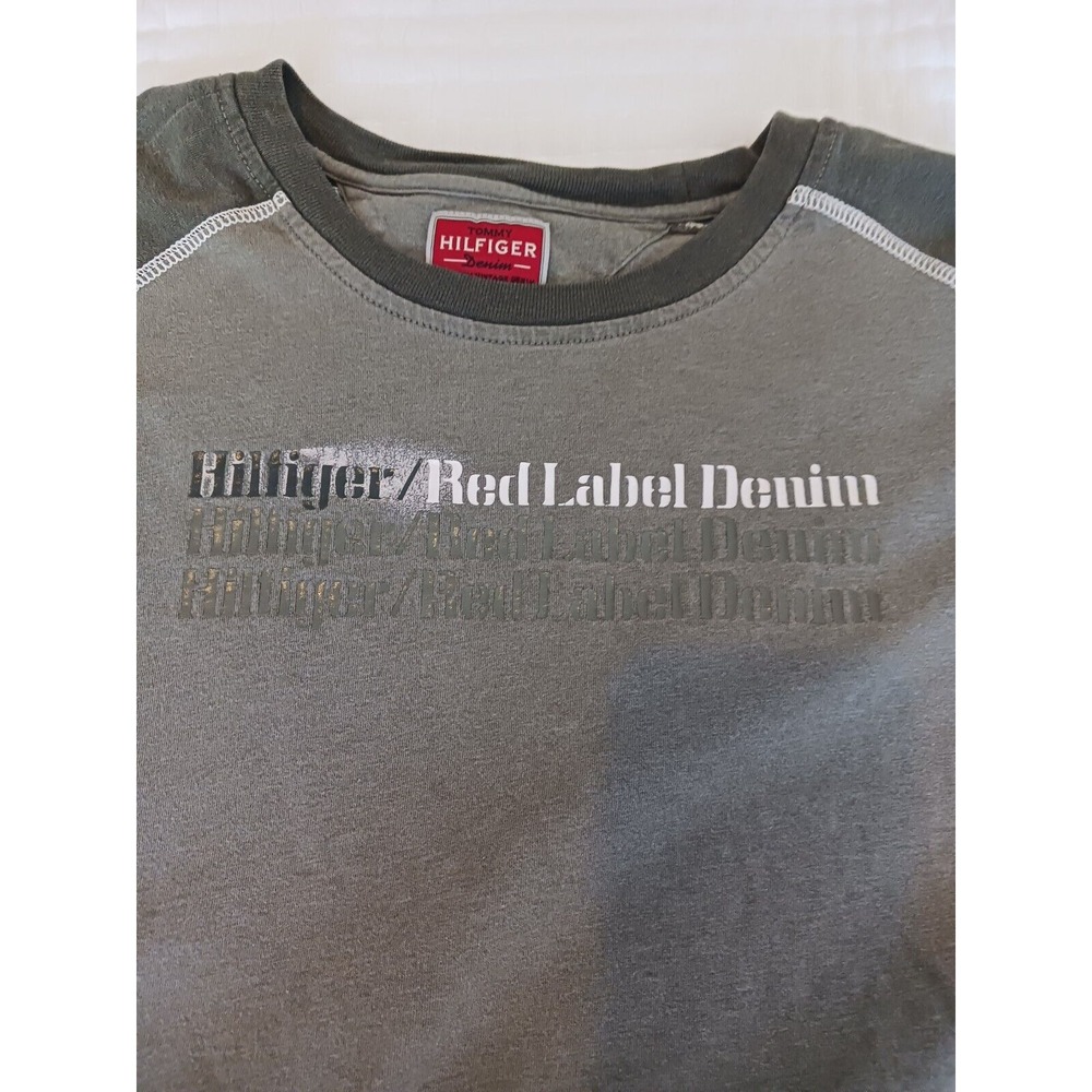 Vintage‎ Tommy Hilfiger RED LABEL DENIM Gray  Size 2XLT Long Sleeve Tee